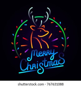 Deer abstract logo, label and emblem. Merry christmas and Happy new year