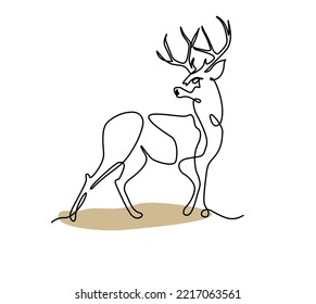A Deer Abstract Simple Continuous Line Vector Illustration. Standing Deer Line Hand Drawing. Minimalist Trendy Art Perfect for Tattoo, Wall Art, Prints, Social Media, Posters, Invitation.