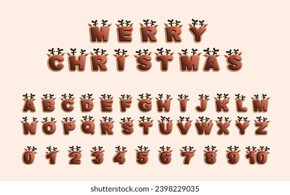 Deer alphabet font and numbers