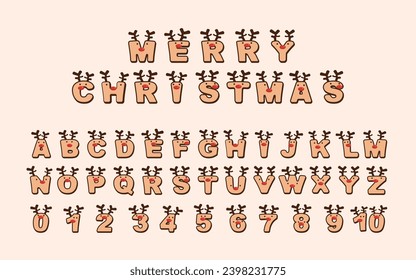 Deer alphabet font and numbers