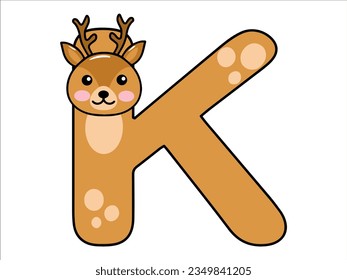 Deer Alphabet Letter K Illustration