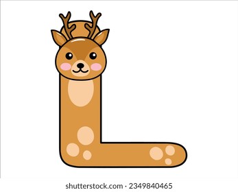 Deer Alphabet Letter L Illustration