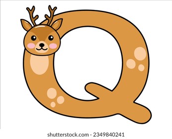 Deer Alphabet Letter Q Illustration