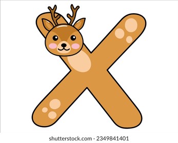 Deer Alphabet Letter X Illustration