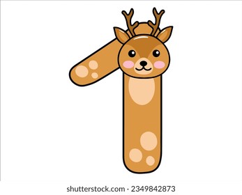 Deer Alphabet Number 1 Illustration