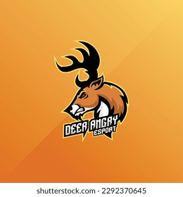 mascota de diseño del equipo de apoyo del logotipo de ciervo enojado