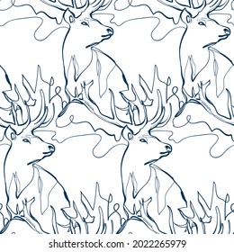deer animal art line vector modern seamless pattern print white 