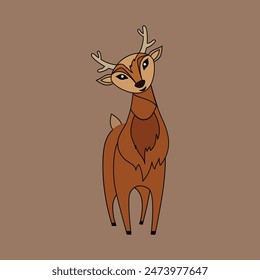 Deer Animal Cartoon style Illustrator design 