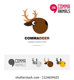 Deer animal concept icon set and modern brand identity logo template and app symbol based on comma sign