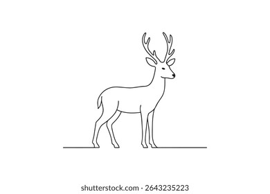 Deer animal continuous one line drawing minimalism design