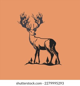 deer animal design, deer vector illustration on brown background