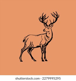 deer animal design, deer vector illustration on brown background