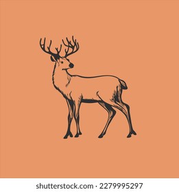 deer animal design, deer vector illustration on brown background