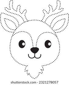 deer animal dotted line practice draw cartoon doodle kawaii anime coloring page cute illustration drawing clip art character chibi manga comic
