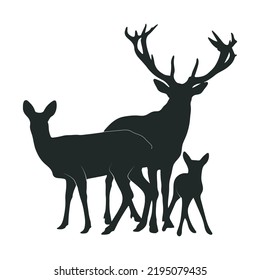 Deer animal family silhouette, Deer animal family vector