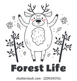 Deer animal forest logo logotype line art isolated design element illustration