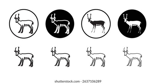 Deer animal icon Black line art vector logo set