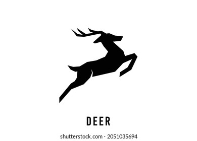 deer animal illustration vector, solid black deer mascot icon