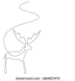 Ilustración vectorial de tracción de línea animal de ciervo
