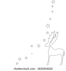 Deer animal line drawing. Vector illustration