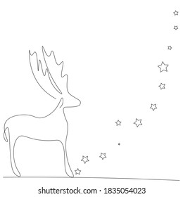 Deer animal line drawing. Vector illustration