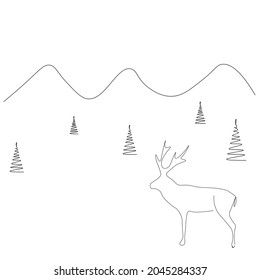 Ilustración vectorial del dibujo de la línea animal del ciervo