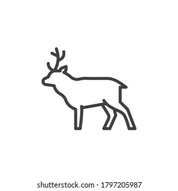 Deer, animal line icon. linear style sign for mobile concept and web design. Deer with horns outline vector icon. Symbol, logo illustration. Vector graphics