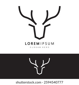 Deer animal logo design illustration.