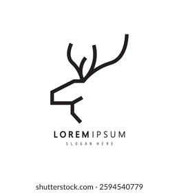 Deer animal logo design illustration.