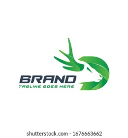 deer animal logo design letter D