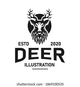 Deer animal logo design, vector graphics of forest wild animal