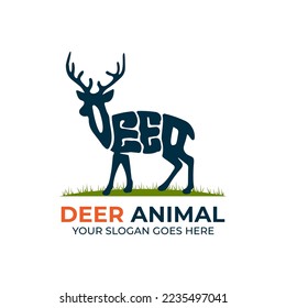 deer animal logo design vector, logo with Warp Text Into the Shape of a deer animal illustration