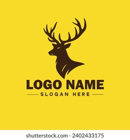 Logotipo de animal de ciervo e icono limpio y plano moderno diseño de marca de lujo diseño de marca editable vector