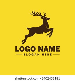 Deer animal logo and icon clean flat modern minimalist business and luxury brand logo design editable vector