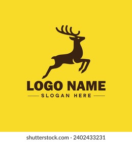 Deer animal logo and icon clean flat modern minimalist business and luxury brand logo design editable vector