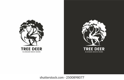 Deer animal logo inspiration collection with tree antlers, nature deer Premium Vector EPS10 file.