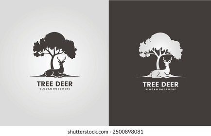 Deer animal logo inspiration collection with tree antlers, nature deer Premium Vector EPS10 file.