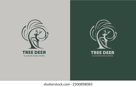 Deer animal logo inspiration collection with tree antlers, nature deer Premium Vector EPS10 file.