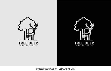 Deer animal logo inspiration collection with tree antlers, nature deer Premium Vector EPS10 file.