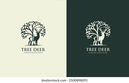 Deer animal logo inspiration collection with tree antlers, nature deer Premium Vector EPS10 file.