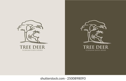 Deer animal logo inspiration collection with tree antlers, nature deer Premium Vector EPS10 file.