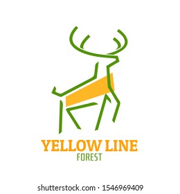 Deer animal Mascot Forest Yellow Line park abstract logo concept design illustration