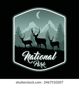 Deer Animal Silhouette Outdoor National Park Badge