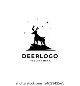 Deer animal silhouette vector design logo