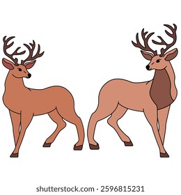 deer animal vector illustration set