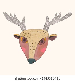 Deer, Animal wildlife watercolor illustration.