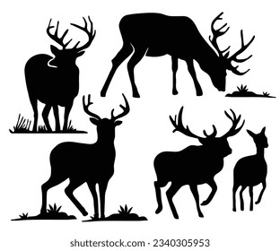 Deer animals silhouette.abstract animals in wild  collection

