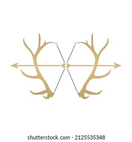 deer antler and bow for vintage logo