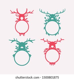 Deer Antler Christmas Monogram Frame Vector Design for Christmas Holidays