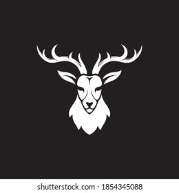 Deer antler head logo design illustration